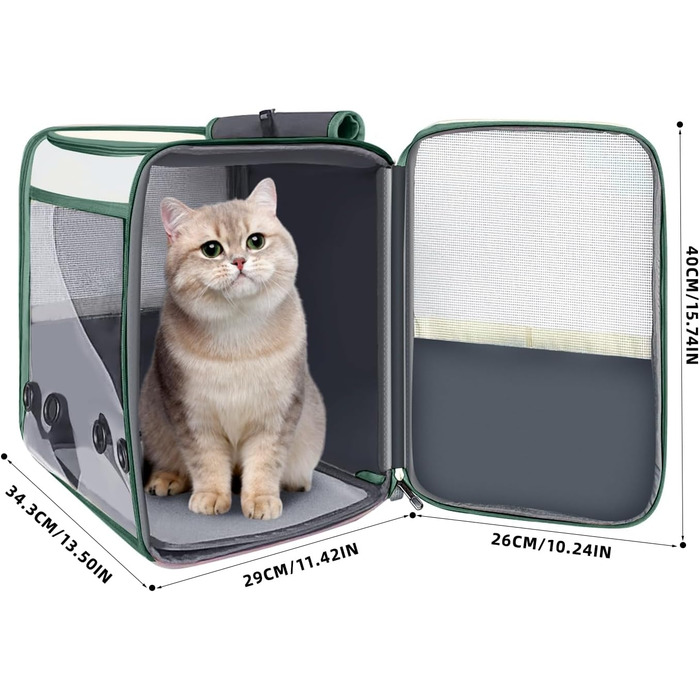 Рюкзак-переноска для котів та собак SWIHELP, зелений. Безпечний рюкзак-переноска для маленьких тварин, ідеальний для подорожей.