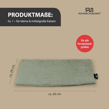 Кішка лежанка для вікна з підігрівом | М'яке ліжко для котів з нековзною підкладкою | Зроблено в ЄС | Розмір 2 (90 x 29 см) | Салвія