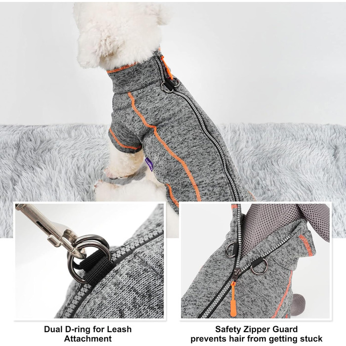 Теплий зимовий пуловер для собак - флісова куртка з блискавкою та світловідбиваючими елементами. Ідеально для маленьких собак.
