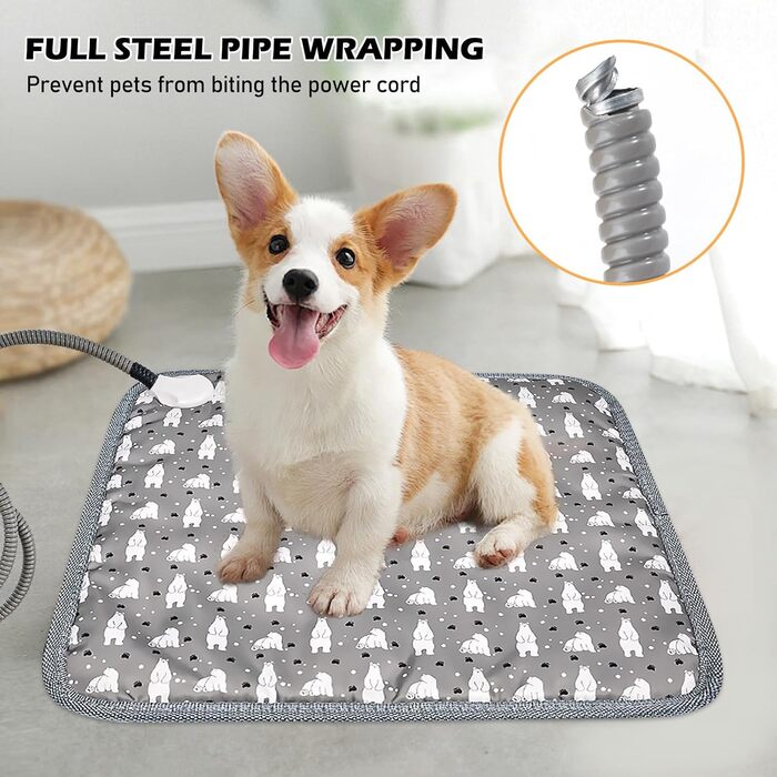 Грілка для котів та собак, килимок з підігрівом, 45 x 45 см, регулювання температури та таймер