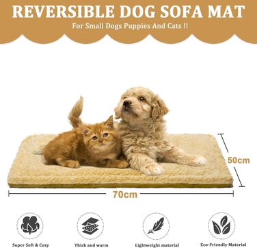 Килимок для собак у подорожі, м'яке складне ліжко для собак, килимок для переноски, плюшевий коврик для собак і котів, 70 x 50 см, коричневий