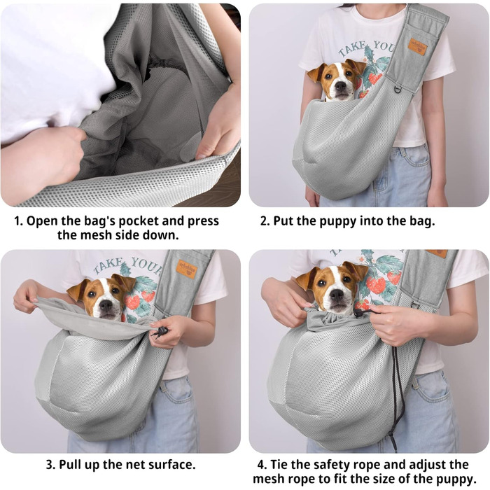 Сумка-переноска для собак Vrbabies, для маленьких собак та інших домашніх тварин до 5 кг, регульована, сітчаста, з клямками та застібками