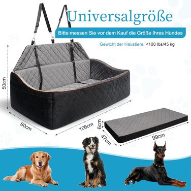 Автокрісло для собак великих та середніх порід до 45 кг, знімний, миючий, з безпечними ременями та неслизьким дном для заднього сидіння автомобіля