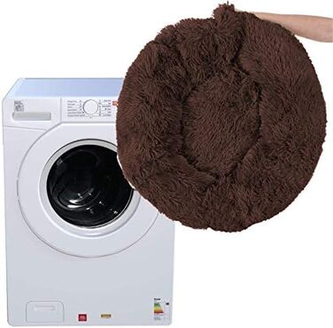 Кругле ліжко для собак Springos з антиковзною основою, 80 см, коричневе