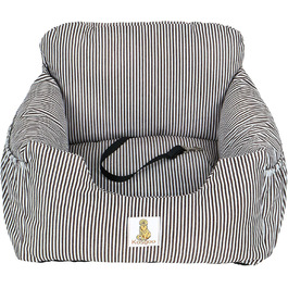 Автокрісло для собак - підходить для маленьких собак, знімний та миючий чохол, підставка для цуценят з кишеньками та страхувальним ремінцем, антиковзаюча основа, для авто та дому (Колір: Коричневий)