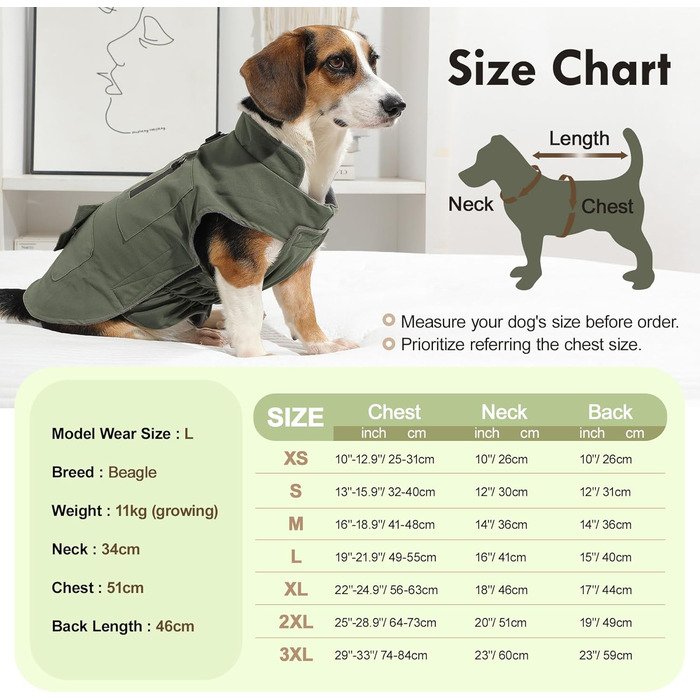 Зимовий теплий одяг для собак маленьких порід, куртка з інтегрованим шлейкою, вітронепроникна, з кишенями для зберігання, колір зелений, розмір XXL (1 шт.), зелений (шлейка)