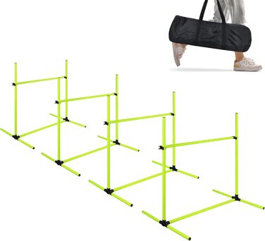 Набір для аджиліті для собак ORHEYA: 4 переносні бар'єри, регульована висота, 104x70x101 см, білий (зелений)