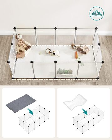 Клітка для тварин SONGMICS Freigehege з піддонами, 2 шт., біла, 125 x 63 x 42 см, для кроликів, хом'яків, їжаків