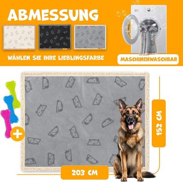 Водонепроникний коврик для собак, флісова ковдра для домашніх тварин, ковдра для котів + 3 іграшки для жування, для середніх та великих собак, котів, 152 x 127 см, XL, ручне прання, двосторонній захист дивану (XXL (203 x 152 см), сірий)