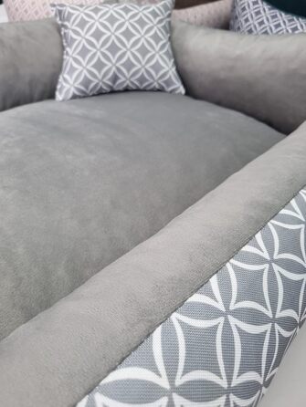 М'яке ліжко для собак 4L Textil OTTO, сіре, 120x100 см. Знімний та пральний чохол. Кошик для собак середніх порід.