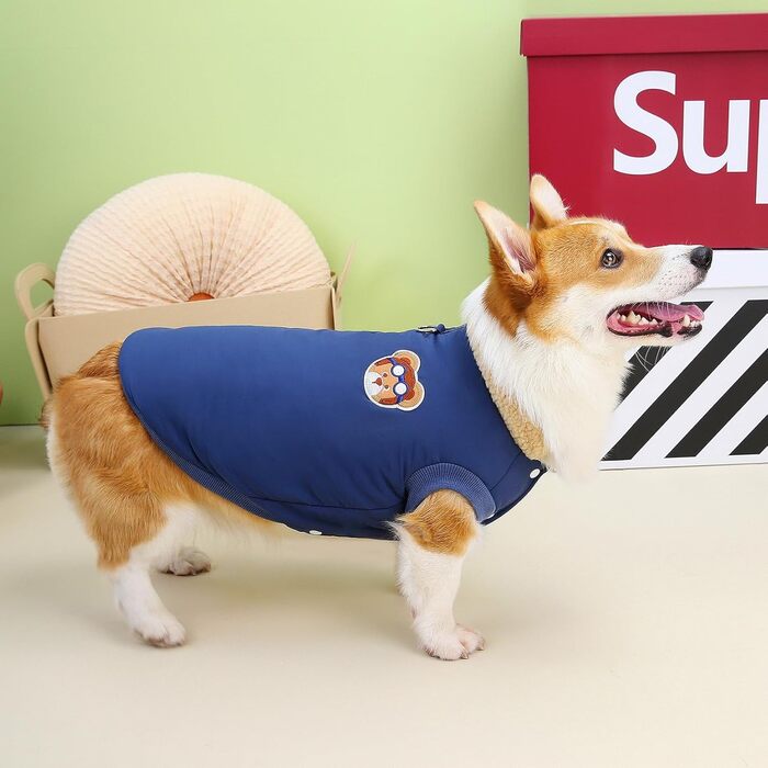 Зунеа - Зимові куртки для собак, коргі, джек-рассел, малі та середні породи, флісова підкладка, D-кільце, тепла, для холодної погоди, жилет, одяг для цуценят, домашній улюбленець, (3XL, Синій)