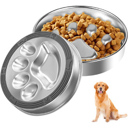 Миска для собак від швидкого поглинання, нержавіюча сталь 304, Ø22 см, з антиковзною силіконовою підкладкою. Slow Feeder для собак середніх та великих порід, котів
