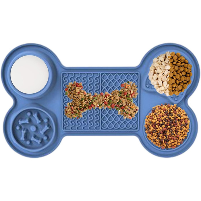 Килимок для годування кошенят та цуценят з 5 присосками, здорове харчування, різні дизайни (морська блакить)