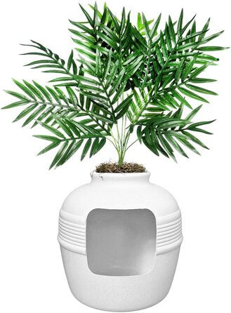 Котлован для котів Good Pet Stuff з штучною рослиною, білий, 51 x 50 см, з фільтром запаху