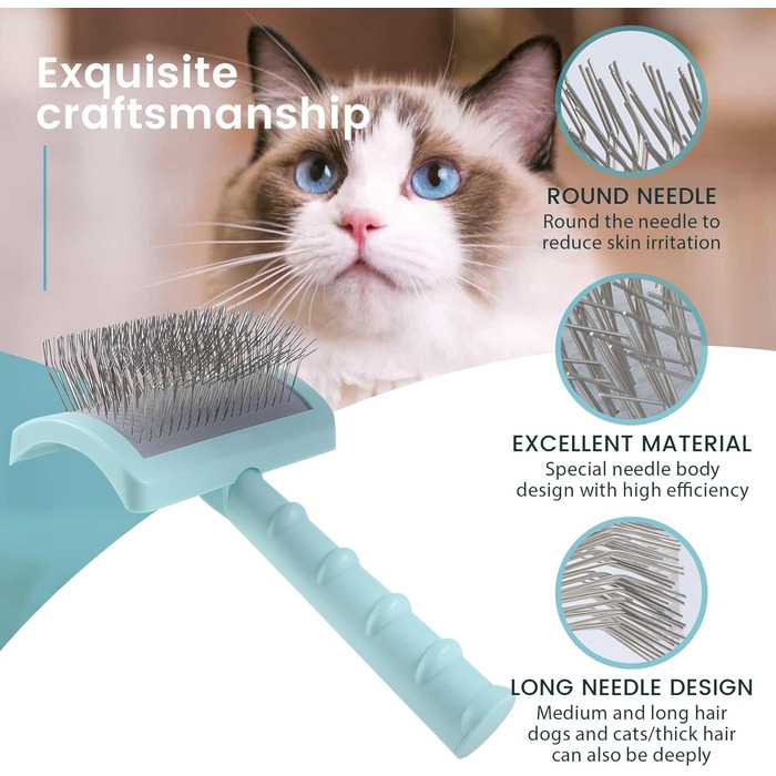 Зубна щітка для собак Feste – подовжена щітка для грумінгу великих собак, вичісування та видалення шерсті (зелена)