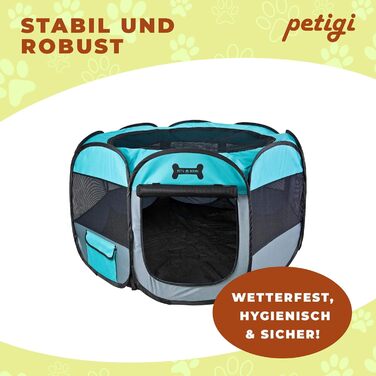 Манеж для цуценят Petigi XL 115x115x65 см, 8-кутний, зелений, для собак, котів, гризунів, легкий у догляді
