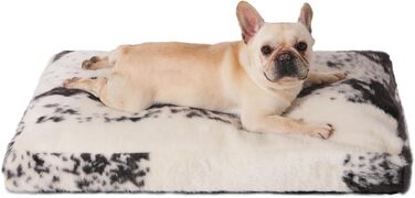 Водонепроникне собаче ліжко Bedfolks знімним, пральним чохлом, м'яким штучним хутром для великих собак, зручне ліжко-будка, 88,9 x 58,4 см, темно-сірий колір (Medium, чорна та біла шкіра)