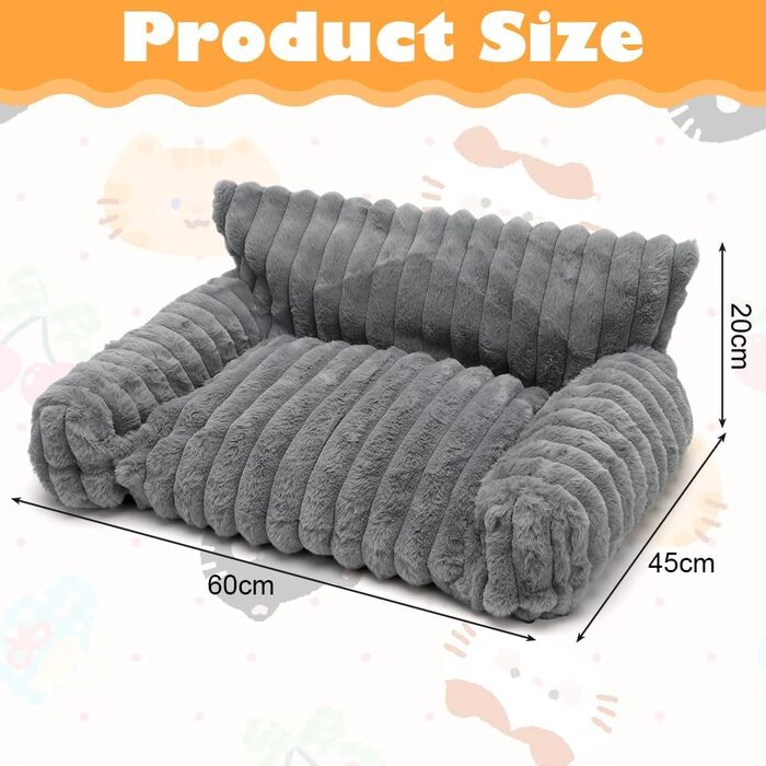 Миска-ліжко для собак і котів LOMUG: зручне, ортопедичне, миється, 60x45x20 см, сірий колір