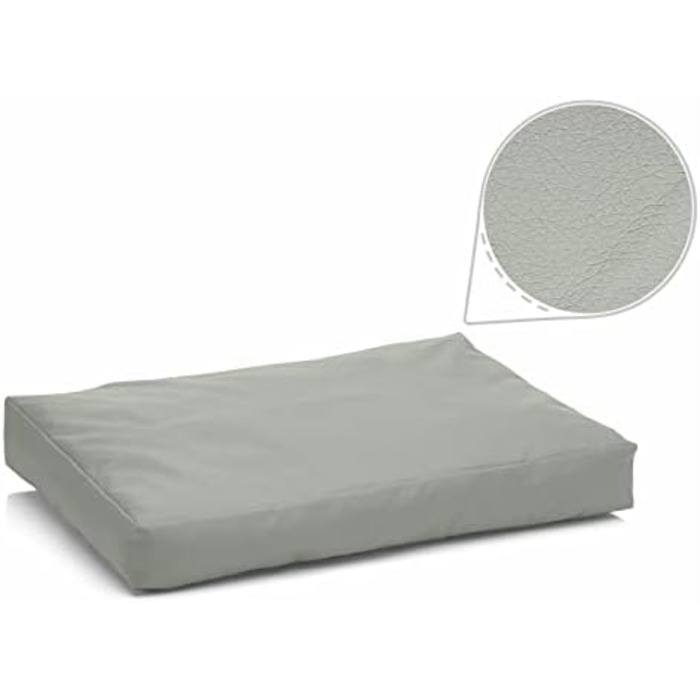 Лягушкове ліжко для собак Juelle з штучної шкіри, м'який матрац та подушка для середніх та великих собак, товщина борту, Boss M-XL (100x75 см, світло-сірий)