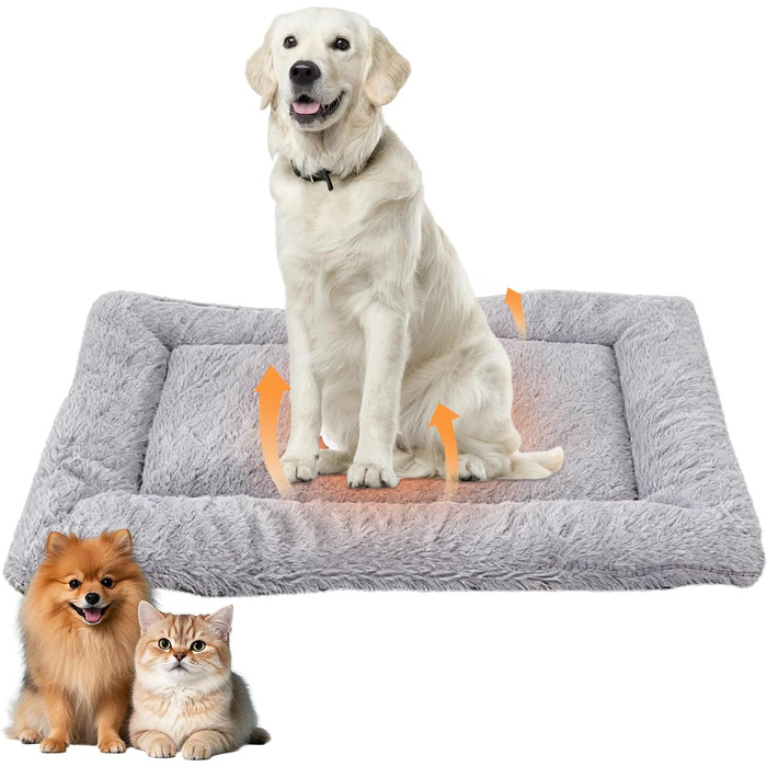 М'який килимок для собак, 70 x 93 см. Килимок для собак, лежанка, м'яка подушка з неслизьким дном для собак, котів, тварин. Розмір: L (Сірий)