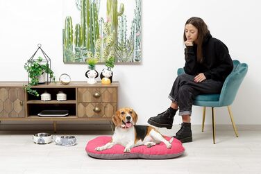 М'яке ліжко для собак та котів Baroni Hoe, 47x70x8 см - Doubleface (червоні та білі сердечка, L)