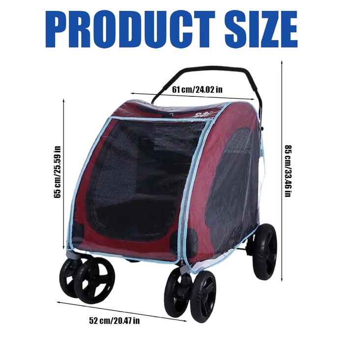 Захист від дощу для візка для собак, велика блискавка, захист для візка для домашніх тварин, водонепроникний, прозорий, PVC, захист від негоди, аксесуари для домашніх тварин