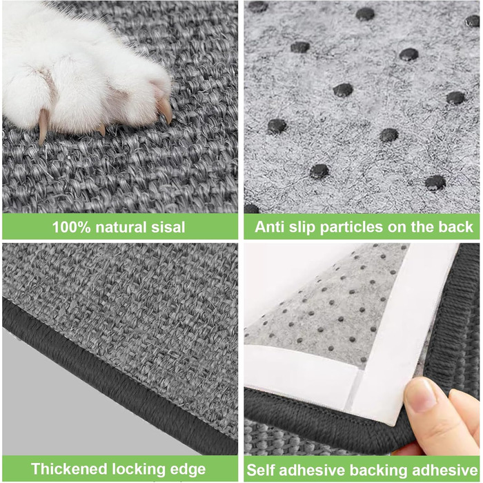 Килимок для дряпання котів на стіну, 2 шт. 25 x 50 см, сизаль, захист меблів