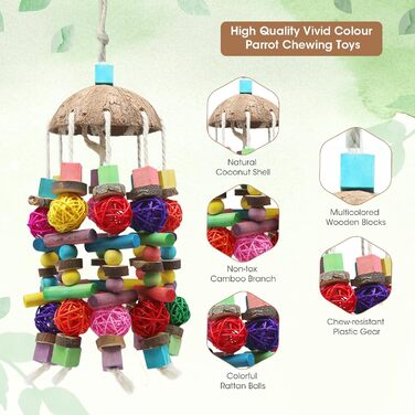 Іграшка для папуг MQUPIN - великий дерев'яний блок для калювання, лазіння та чищення (400 г)