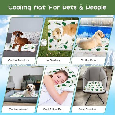 Кілим-охолоджувач для собак та котів Ninonly 50 x 65 см - самоохолоджуючий, водонепроникний, з нетоксичним гелем (Авокадо)