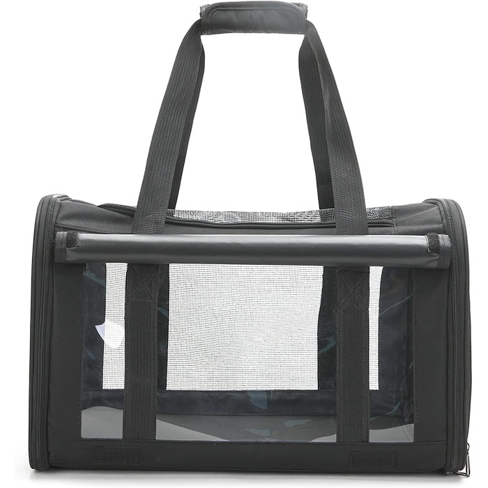 Транспортна переноска для собак та котів PETCUTE, складана, з внутрішнім ременем безпеки, схвалена авіакомпаніями, дихаюча, для подорожей та прогулянок (чорна)