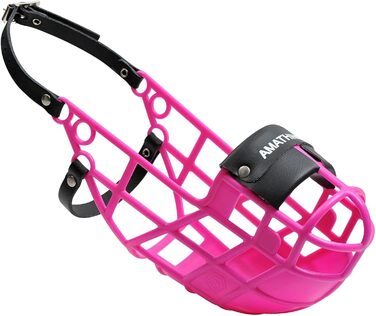 Нашийник-маска для собак AMATHINGS Super Kennel Soft з м'якою накладкою на ніс. Ідеально для вигулу, майданчиків для собак, вольєрів та перегонів (Рожевий)