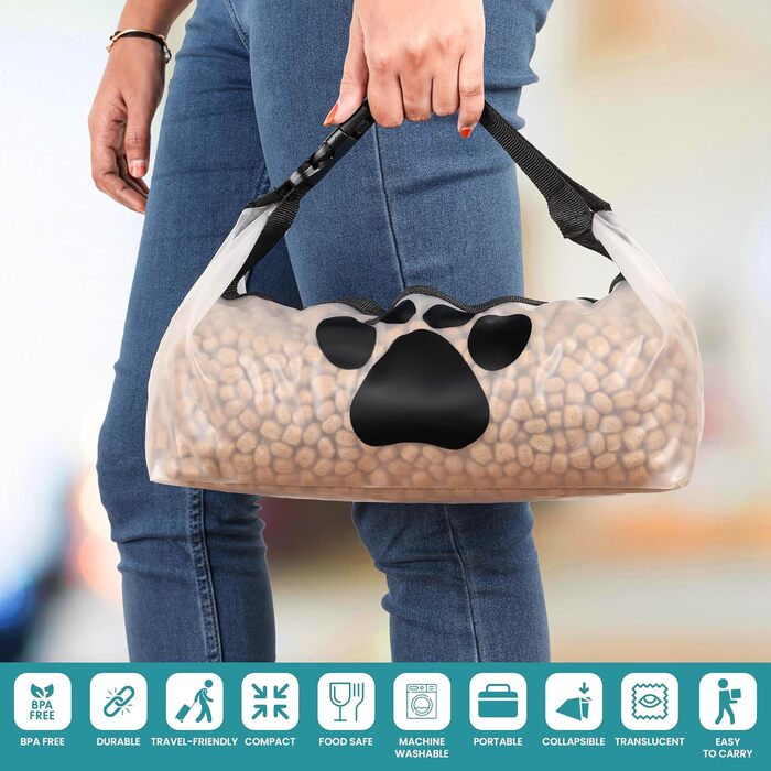 Набір мішечків для зберігання корму для собак BELLE VOUS (2 шт.) - сумка для корму, дорожній миска для собак, аксесуари для собак у подорожах, складаний миска для собак