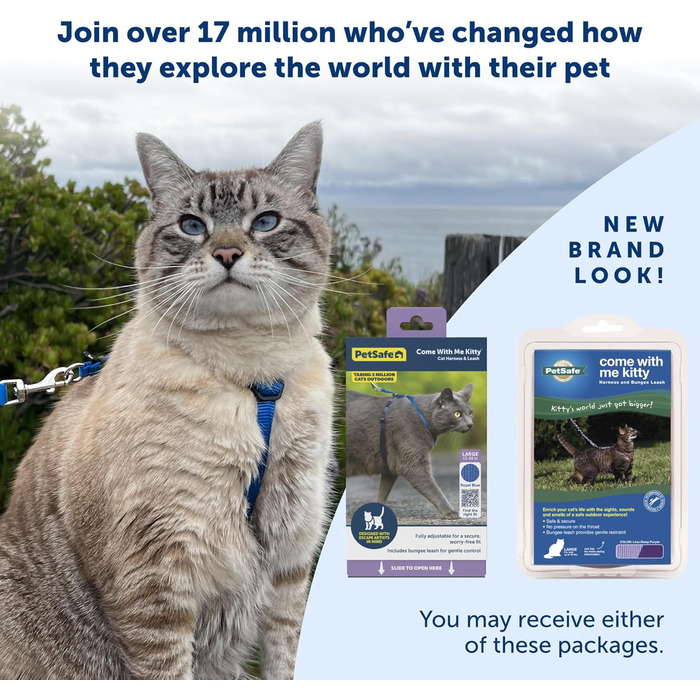Шлейка для котів PetSafe Come with Me Kitty з еластичним повідцем, розмір S, синя