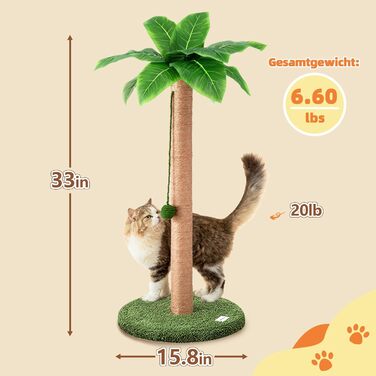 Когтеточка для котів 84 см, пальма з сизалевим шнуром та іграшками, деревце для котів для дому, ігровий комплекс для кошенят