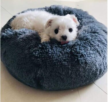 М'яке ліжко для собак Maran Gemütlich знімні та пральні подушки. Кругле або овальне гніздо, 50*50*20 см, сірий колір.