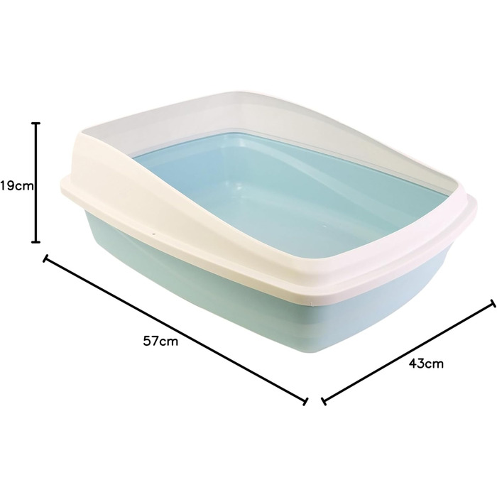 Лоток для котів Catit з бортиком, 43 x 57 x 19 см, блакитно-сірий