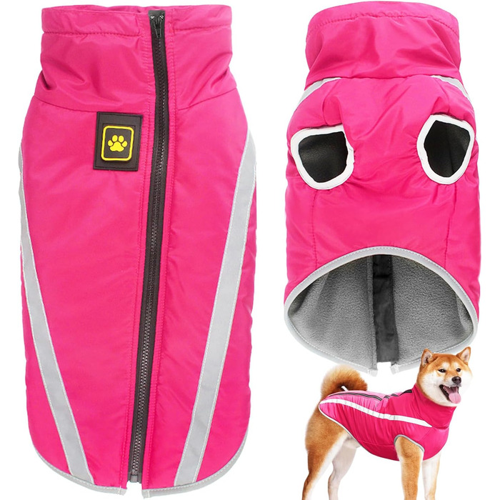 Водонепроникний зимовий дощовик для собак Dolahovy: тепла куртка, флісова жилетка для малих, середніх та великих собак (XL-6XL, Рожевий)