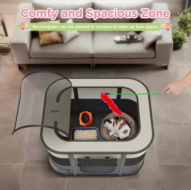 Клітка-загон для собак та котів, 90x70x60 см, сірий, складана, для цуценят