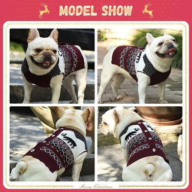 Пуловер для собак ABRRLO з бавовни, теплий зимовий костюм для святкування Нового року (L, костюм оленя)