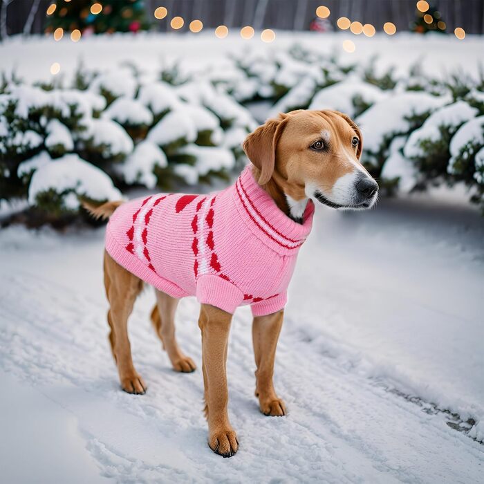 Теплий в'язаний зимовий пуловер для собак з коміром-горловиною, підходить для котів та цуценят, розмір Small