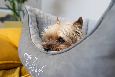 TrendPet VitaBed Style - ортопедичне ліжко для собак, штучна шкіра, плюшеве всередині (80x70 см, сірий)