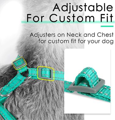 ThinkPet Дихаюча шлейка для собак XL, повітряна сітка, світловідбивна, неонова, рожевий кант