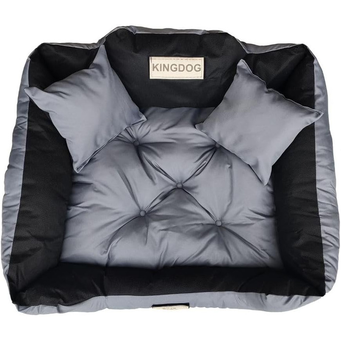 Лягушка для собак та котів KingDog з двома подушками, корзина для тварин, миється, водонепроникний PVC (100x75 см, темно-сірий)