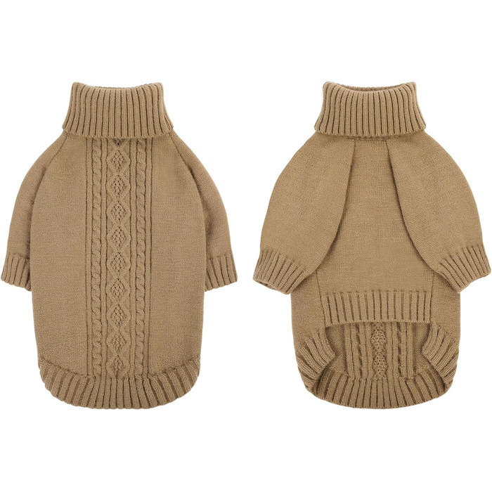 Теплий зимовий пуловер для собак (L, Коричневий) - пуловер для маленьких, середніх собак, цуценят та котів