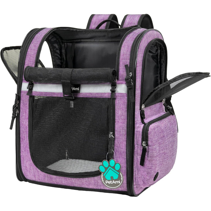PetAmi Рюкзак для котів та собак, великих та малих, для подорожей та прогулянок (фіолетовий, M)