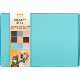 Силіконова підкладка для мисок собак і котів Neater Pet Brands, водонепроникна, захисний килимок для корму та води, аквамарин, 81,3×61 см