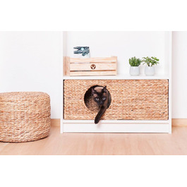 Клітка-будиночок для котів у шафу Billy, з натурального плетіння, для котів, дрібних тварин, кроликів, морських свинок, 75 x 29 x 25 см, матеріал: ротанг, плетиво