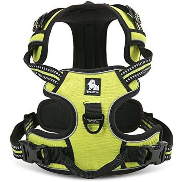 Нашийник для собак WINHYEPET Truelove No-Pull з відбиваючим ефектом та 2 кліпсами для повідка, TLH5651 (S, Неоновий жовтий)