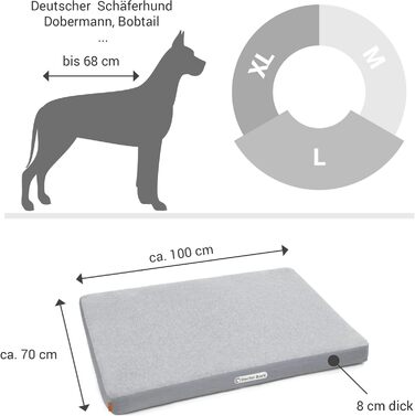 Ортопедичний лежак для собак Doctor Bark з флісовою поверхнею, великий розмір (L - 100x70 см), світло-сірий