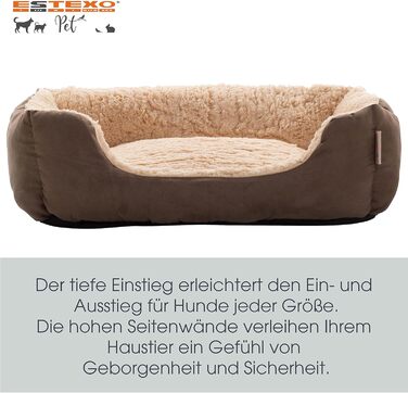 Крісло-ліжко для собак ESTEXO, м'яке, 75x60x19 см, коричневий/бежевий